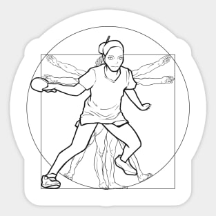 Ping Pong Table Tennis Vintage Vitruvian Man Woman Retro Sticker